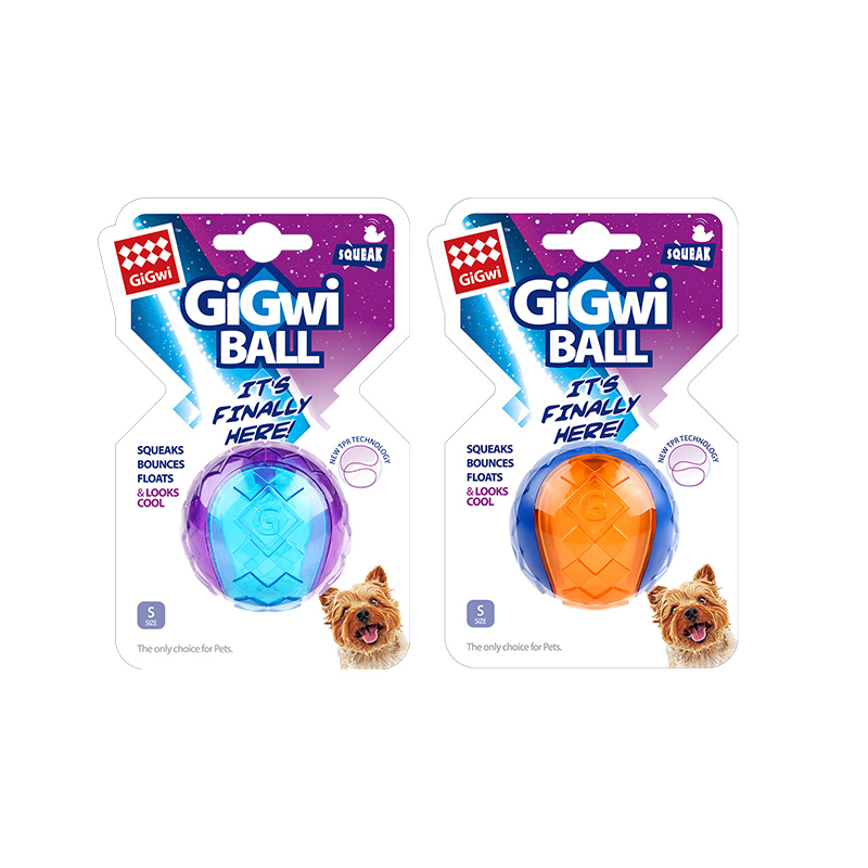 GiGwi贵为狗狗解闷玩具球发声宠物玩具幼犬大小狗磨牙耐咬益智-中号透明