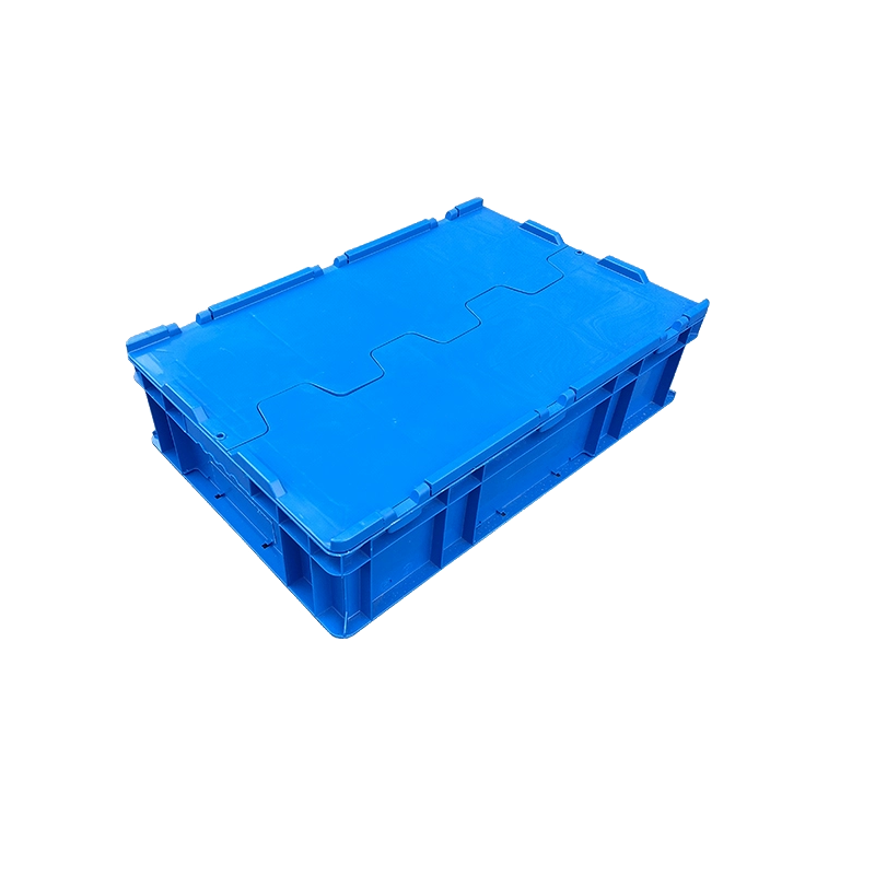 翌嘉 YJ4121749可堆式物流箱塑料周转箱塑料储物箱 翻盖蓝色 600*400*148高清大图
