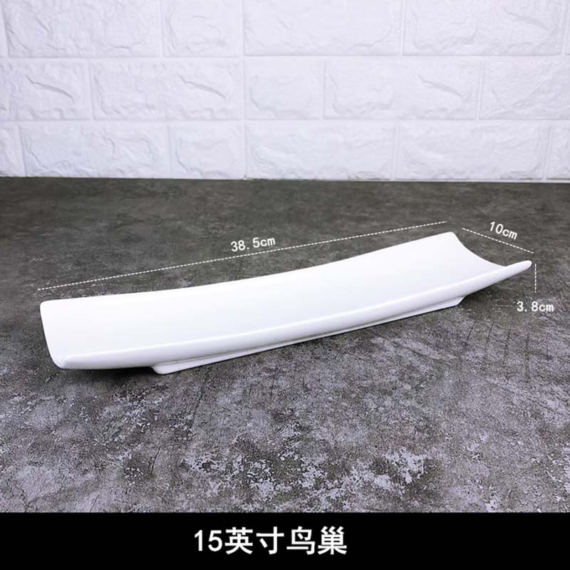 早餐盘 甜雅静 白色商用长条盘早餐盘15英寸鸟巢高清大图
