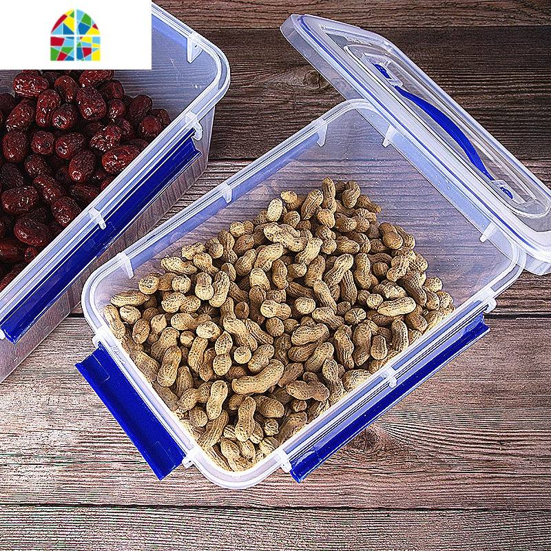 塑料密封盒食品盒保鲜盒手提式塑料盒长方形收纳盒透明手提盒fenghou