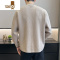 YANXU2023潮流宽松毛衣男士加厚保暖线衣百搭圆领针织衫男打底衫