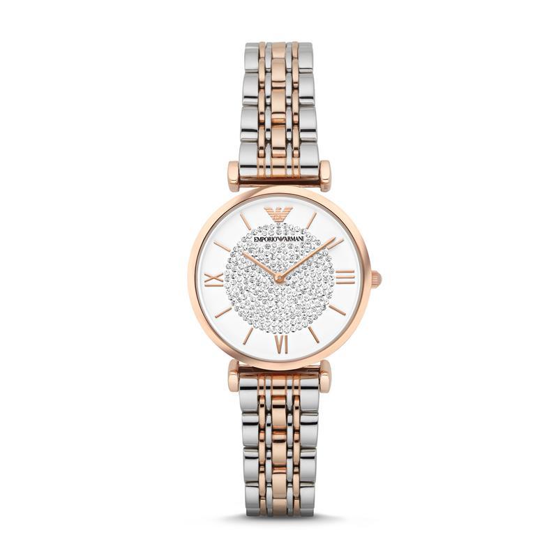 阿玛尼(EMPORIO.ARMANI)满天星手表 钢制表带 圆形镶钻轻奢时尚石英表女士腕表AR1926 七夕礼物