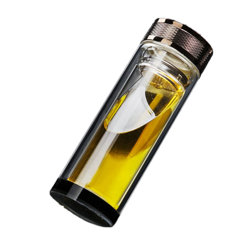 松道 双层茶水分离耐高温玻璃杯 300ml高清大图