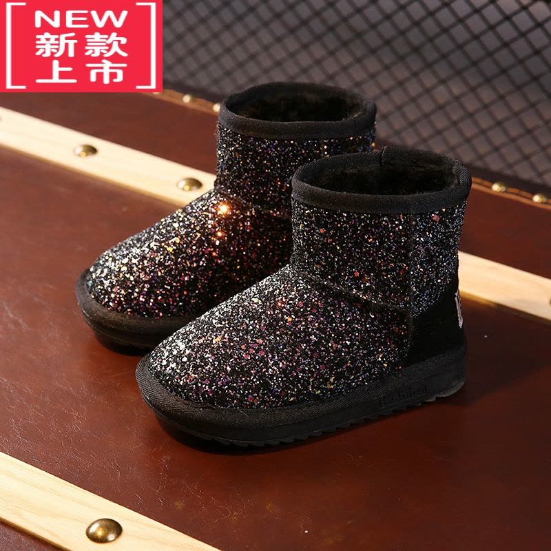 可莉允儿童雪地靴2022新款秋冬季女童防滑保暖加绒加厚棉靴短靴公主鞋子图片