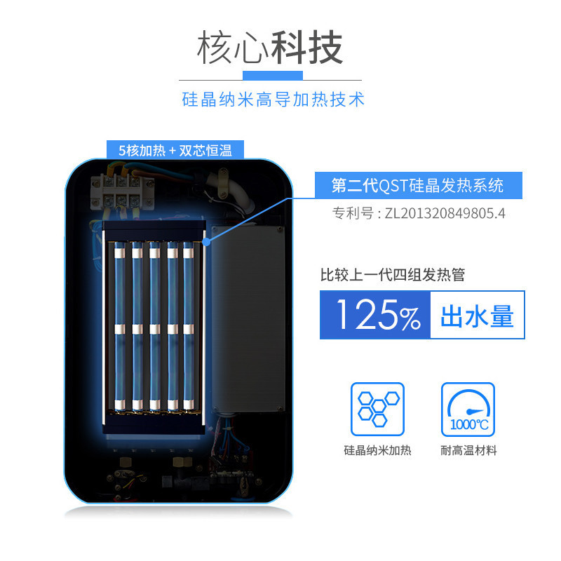 神田(SETEN)QST-C7-70 即热式电热水器 家用速热恒温 淋浴洗澡免储水 微电脑式触控式 7000W 白色高清大图