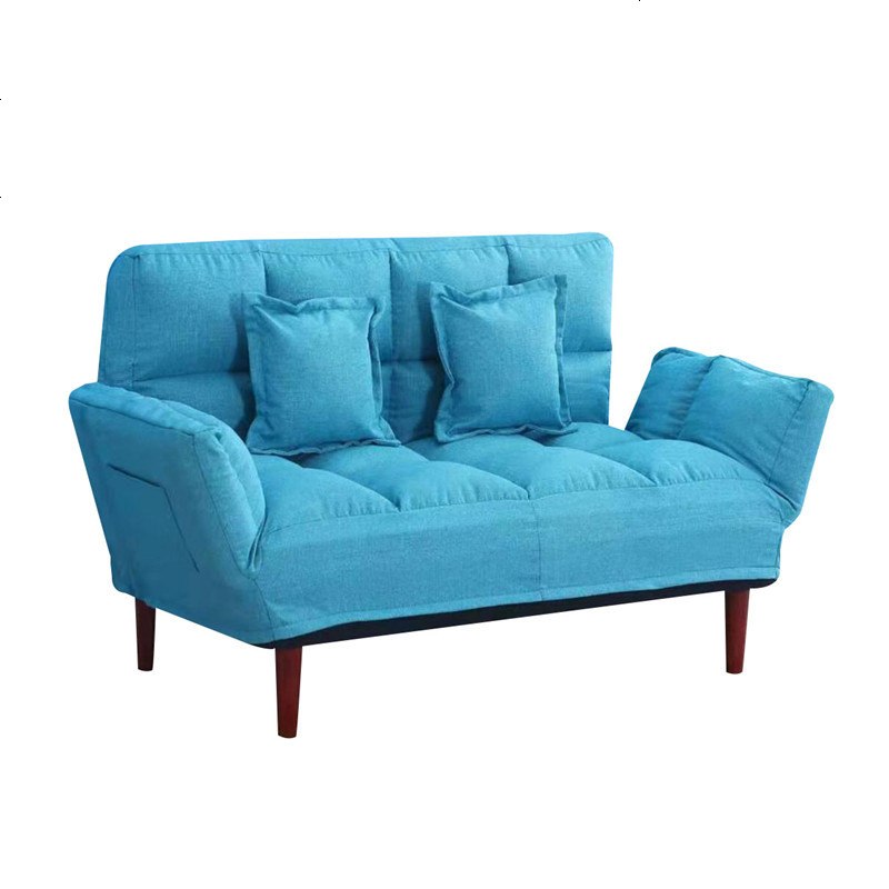 懒人沙发小户型双人简易沙发床客厅卧室阳台榻榻米折叠两用沙发椅 豪华款天蓝 默认尺寸