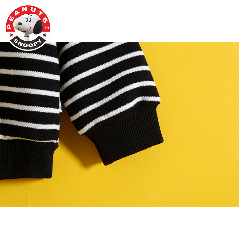 史努比(SNOOPY)儿童休闲印花卫衣春款翻领童装洋气男女童宝宝条纹卡通衣服潮AG022