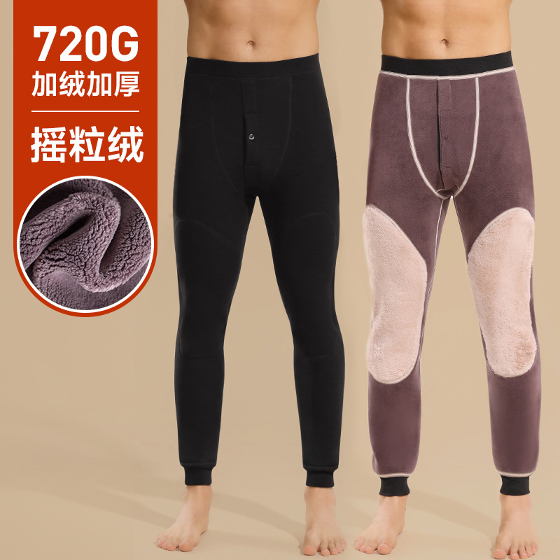 800g特厚羊羔绒男士保暖裤男款护膝护腰东北冬季加绒棉裤加肥加大