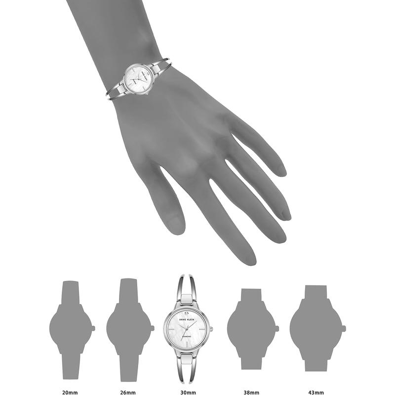 Anne Klein手表女防水石英圆形表盘30毫米矿物水晶镜面商务休闲高清大图