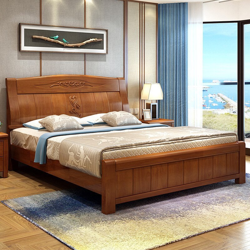 新中式特价实木床18米婚床橡木双人床主卧简约现代经济型15白色