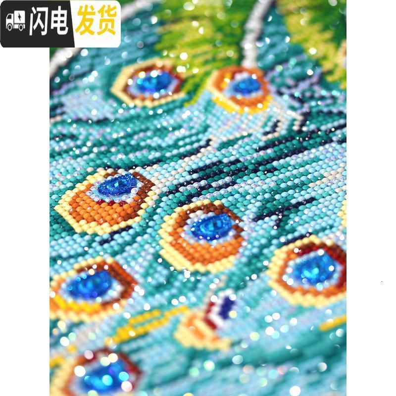 三维工匠2019年钻石画5d新款十字绣客厅花开富贵凤凰百鸟朝 异形钻满钻[150*65CM]钻量多306头笔点钻更高效高清大图