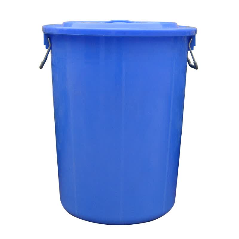 科力邦(Kelibang)KB3002 大号塑料桶 圆形收纳桶大容量垃圾桶 有盖 铁手柄 100L 蓝色 1个高清大图