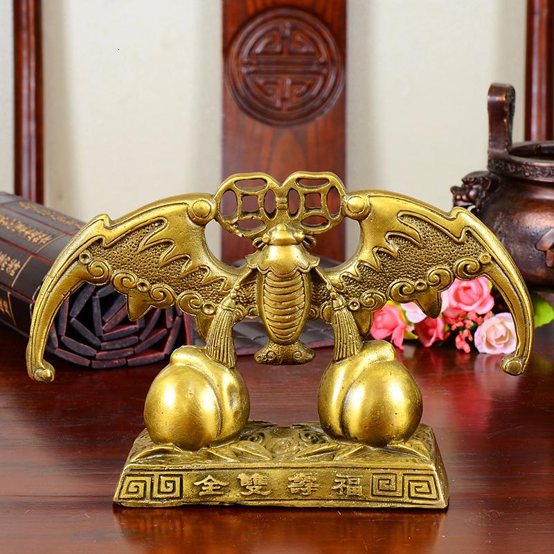 美帮汇铜福寿双全摆件 蝙蝠寿桃客厅电视柜家居装饰品高清大图