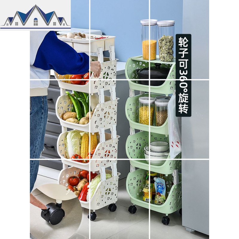 家用厨房用品置物架水果蔬架子篮子储物落地多层收纳筐蔬菜摆放架 三维工匠高清大图