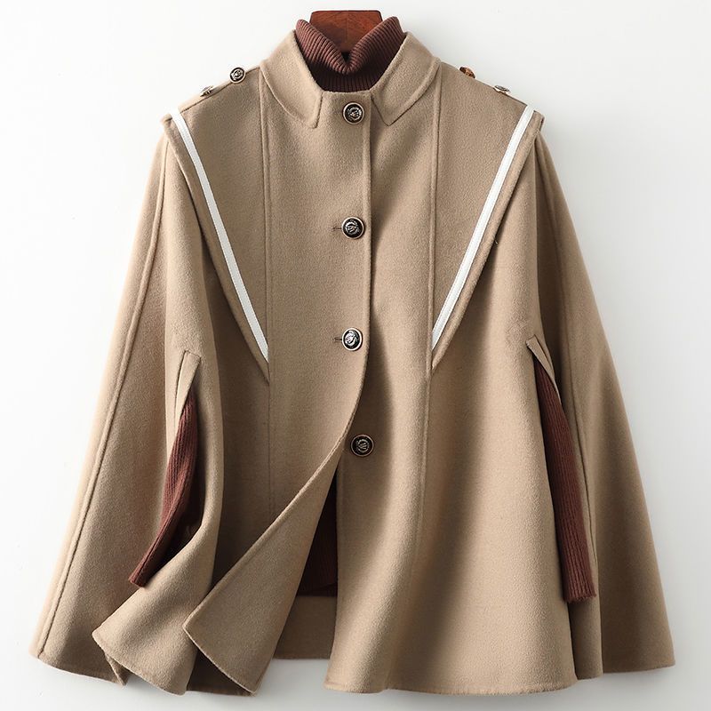 羊毛双面毛呢外套女春秋新款斗篷名媛穿搭披风大衣