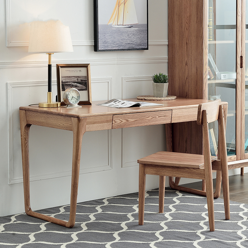 闪电客北欧 书桌家用写字台日式办公桌白蜡木电脑桌现代简约书房家具
