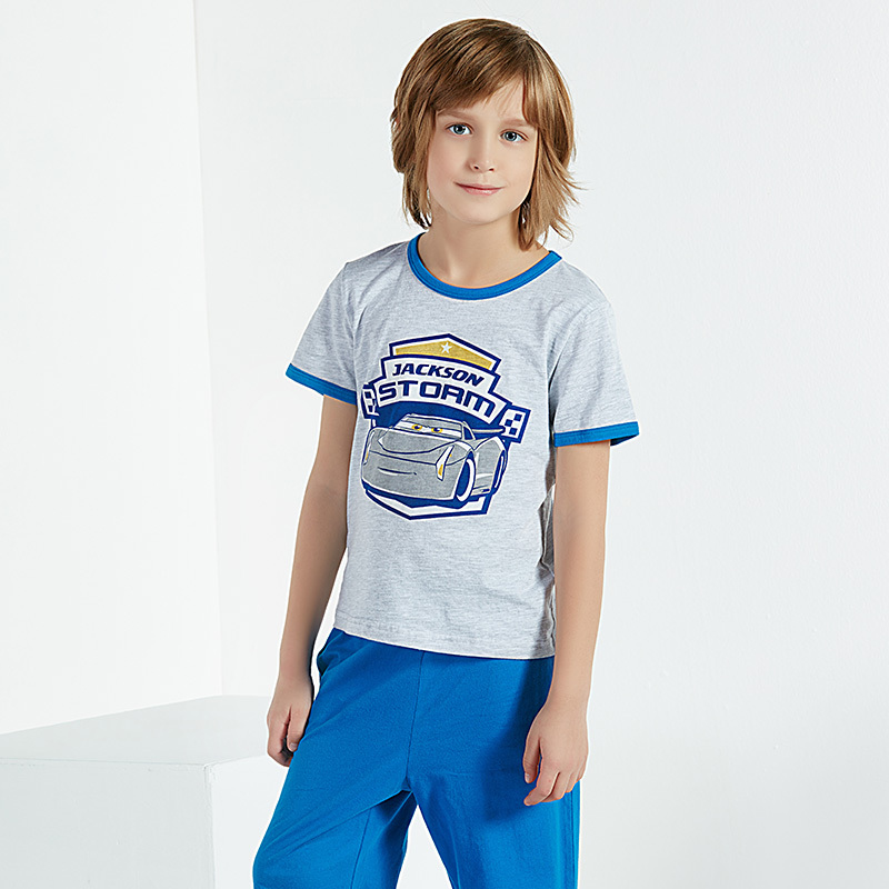 三枪童装迪士尼麦昆系列舒肤薄棉男童儿童短袖中裤家居套装