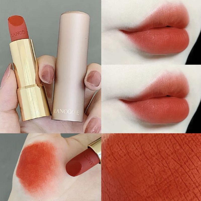 lancome兰蔻196 菁纯丝柔雾面哑光 粉金管唇膏 口红196#柔雾朱砂橘 胡