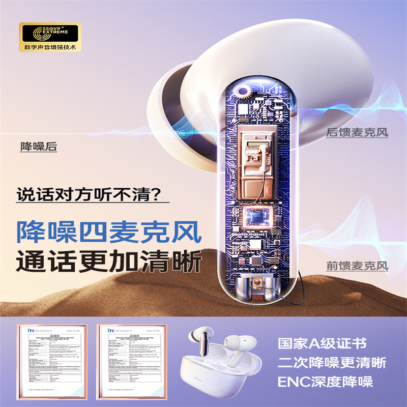 机乐堂 真无线ANC主动降噪蓝牙耳机JR-BC1 黑色