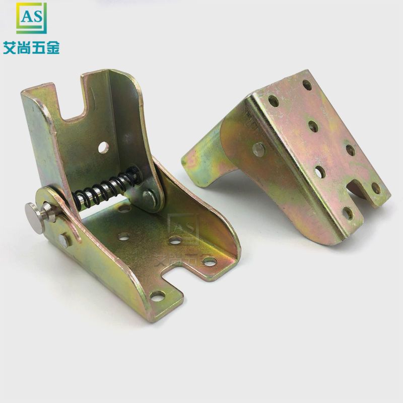 桌腿脚折叠支架连接件书桌90度自锁折叠桌腿铰链合页桌脚五金配件彩锌