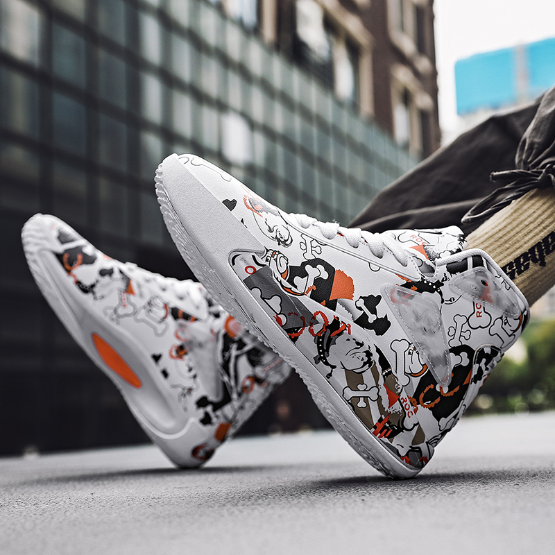 邦塞斯 青少年涂鸦球鞋男篮球2022新款潮鞋学生实战休闲运动鞋子kt5男