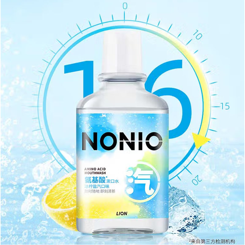 狮王(Lion)NONIO氨基酸国产漱口水 冰柠盐汽450ml 零0酒精零蔗糖持久清新
