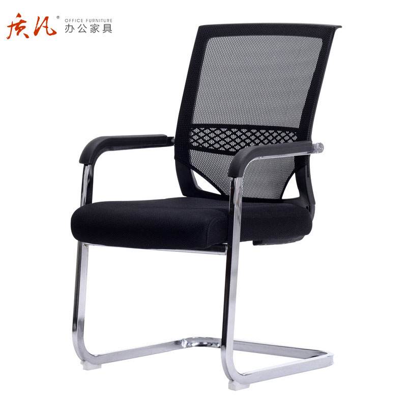 质凡 gxy-02黑色办公椅会议职员弓形椅高清大图