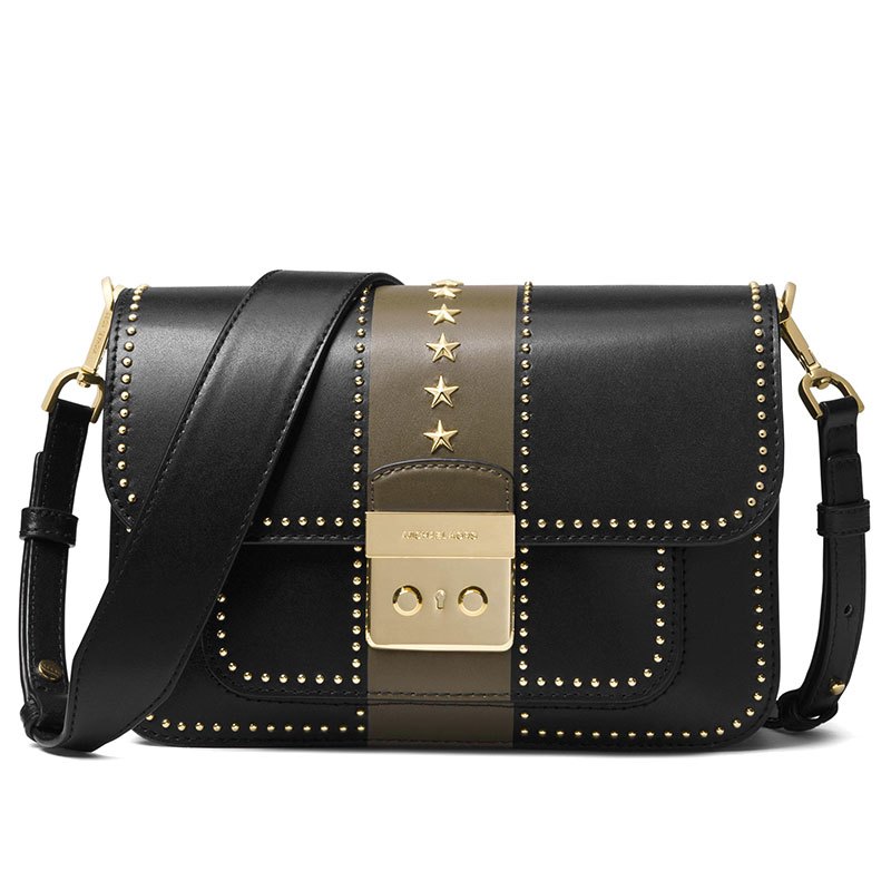 michaelkors迈克科尔斯mk女包18年秋款牛皮星星铆钉手提包大号斜挎单