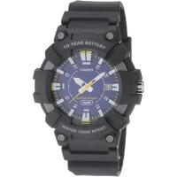 卡西欧CASIO 男士重型 10 年电池日期指示器手表商务休闲 时尚百搭蓝色表盘 运动防水男士腕表男MW610H-2AV