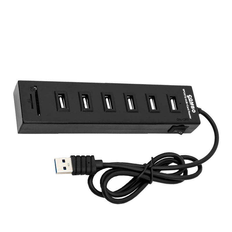 酷比客(L-CUBIC) LCHC06BK 6口USB2.0集线器带开关读卡器HUB扩展坞