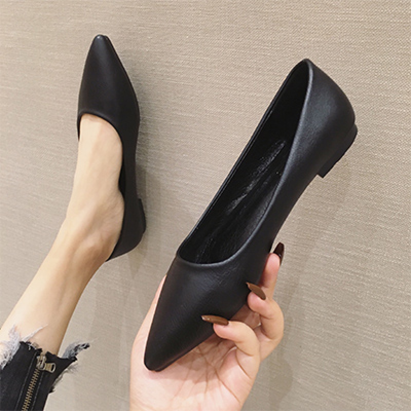 枫述大码女鞋41一4脚宽胖妹妹平底单鞋软底皮鞋职业工作鞋女黑色瓢鞋