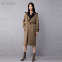 ERDOS 秋冬西装领女羊绒翻领长款大衣毛呢外套正反双色