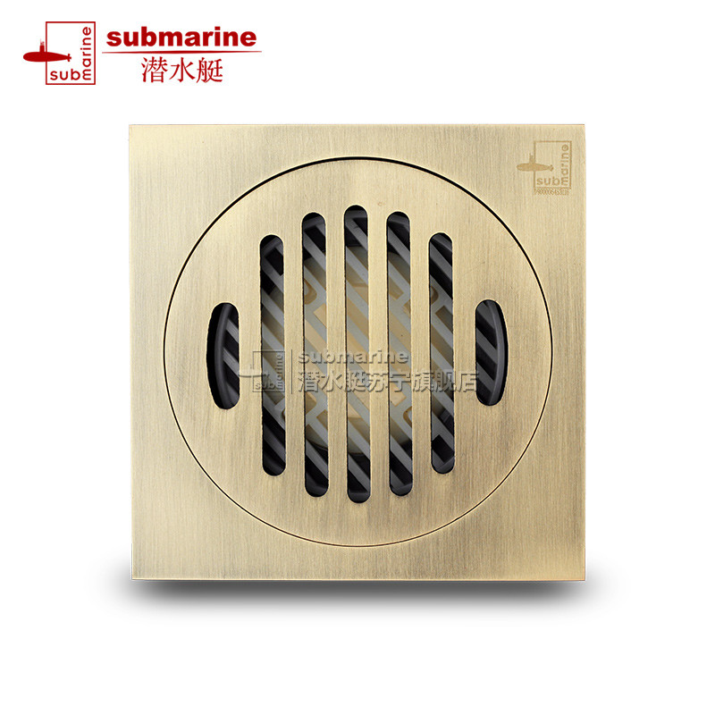 潜水艇(submarine)地漏全铜防臭地漏无三通防臭 防虫盖板防堵滤网仿古QLTF50-10高清大图