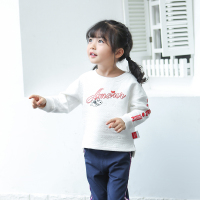 史努比(SNOOPY)童装3-12岁女童春秋装卫衣女宝宝白色空气层卫衣儿童长袖夹棉上衣新款90-140cm
