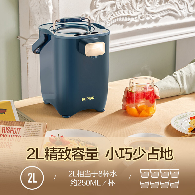 苏泊尔(SUPOR)电热水壶电热水瓶2L小巧烧水壶可视玻璃上盖7段保温304不锈钢家用开水壶 SW-20T01A