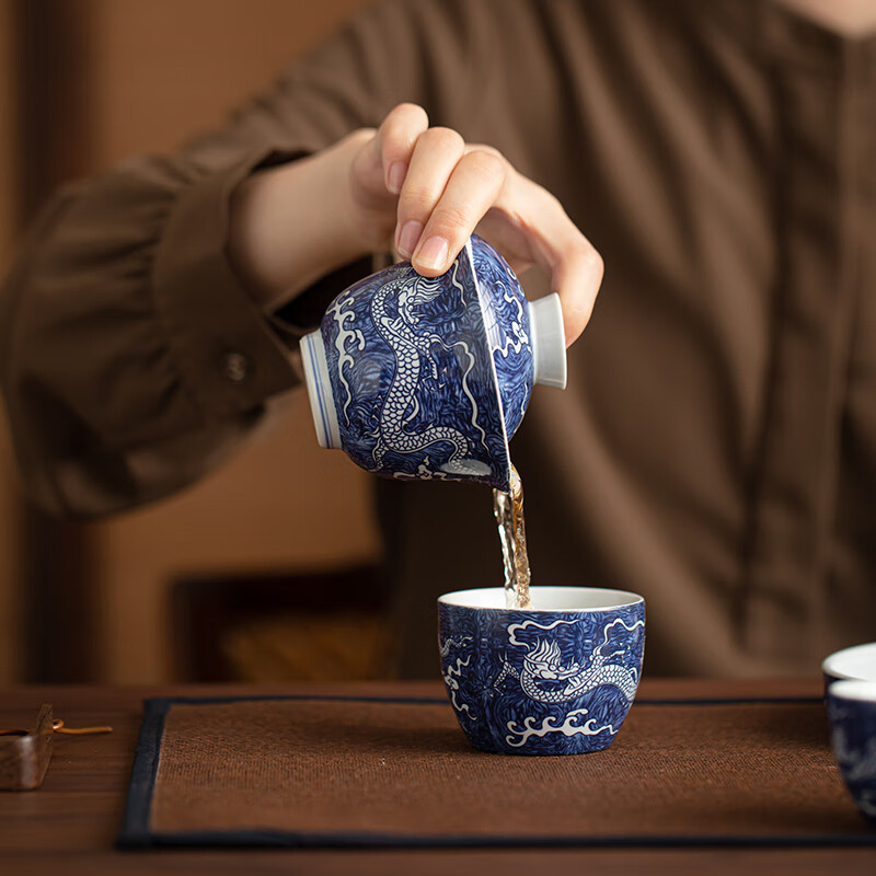 苏氏陶瓷/SUSHI CERAMICS SS009 青花祥龙盖碗小套装 (单位:套)高清大图