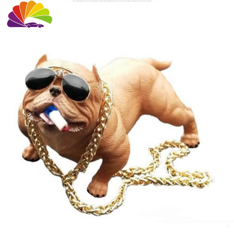 舒适主义网红吸烟社会狗汽车摆件创意车内装饰品个性仿真狗恶霸犬车载