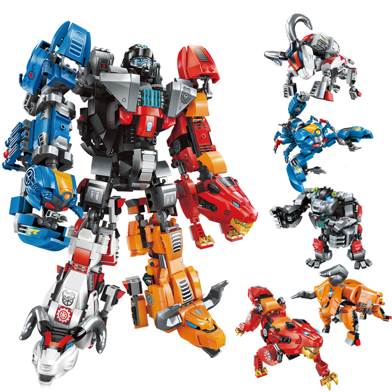 启蒙积木legao玩具男孩核晶少年拼装玩具机甲变形机器人金刚重甲牛