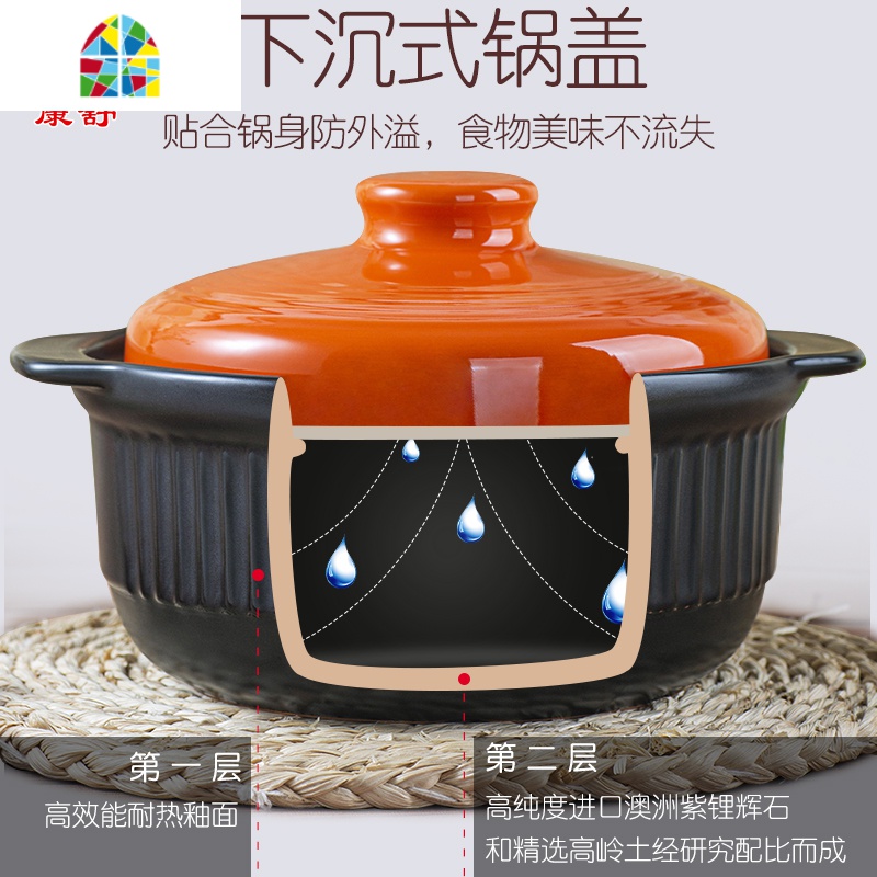 砂锅可高温汤煲陶瓷小沙锅煲汤锅炖锅明火家用燃气日式汤锅 FENGHOU 黑盖3200ml适合3-5人份高清大图