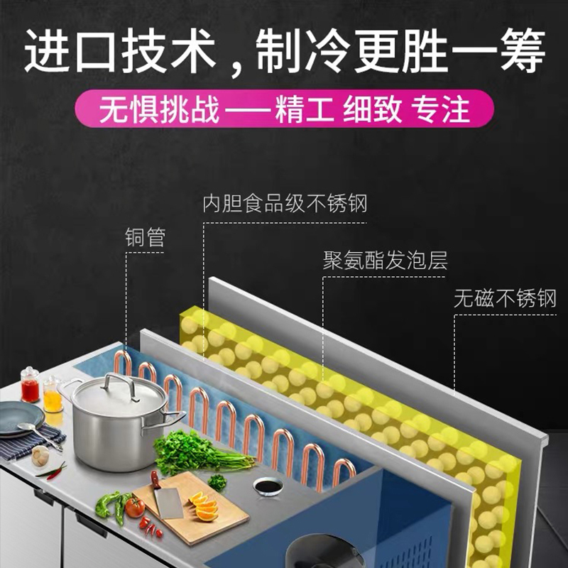 乐创(lecon)冷藏(玻璃门)工作台乐创冷藏工作台厨房保鲜冷冻柜商用冰箱平冷冰柜水吧台奶茶店设1.8*0.8*0.8米高清大图