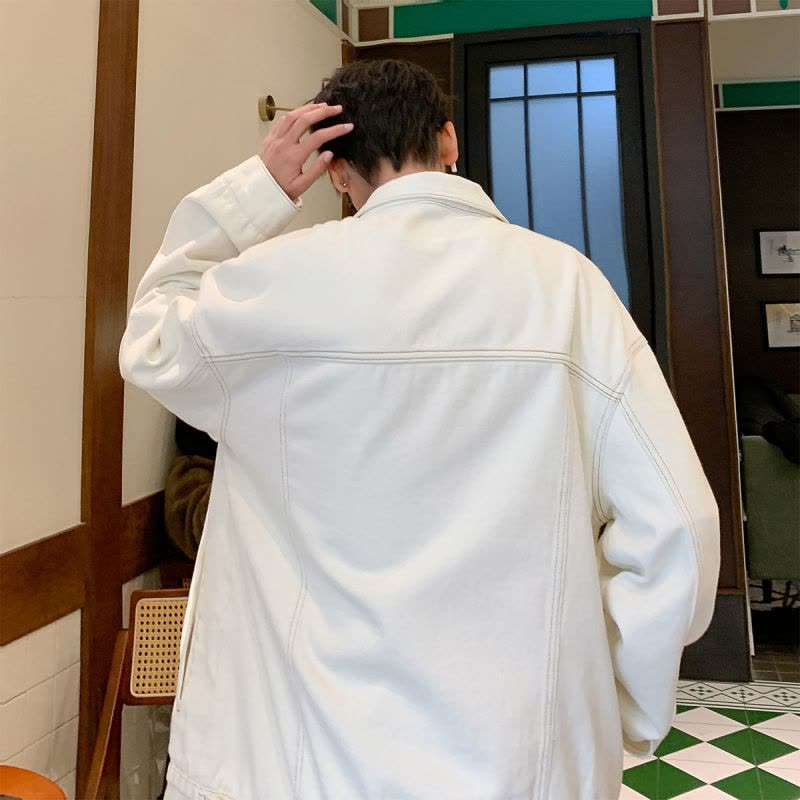 [1.5折价92元]唐狮男装外套款春秋男秋外套牛仔外套左胸小标男士休闲外套图片