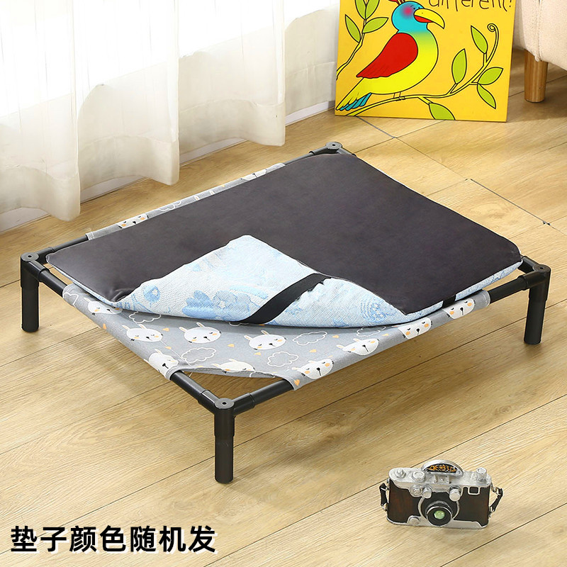 狗窝可拆洗猫床猫窝宠物狗狗床夏季行军床泰迪狗夏天离地四季通用 灰色小兔+冬夏两用、可拆洗垫子 黑色床+【两块床布】