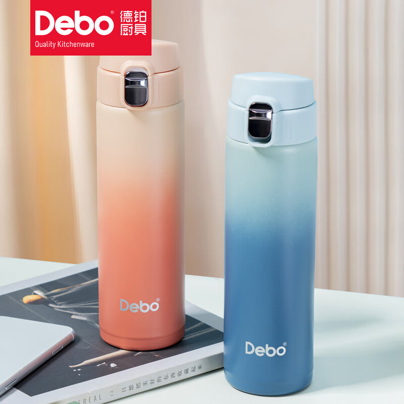 Debo德铂保温杯304不锈钢车载泡茶学生杯子 渐变蓝DEP-894高清大图