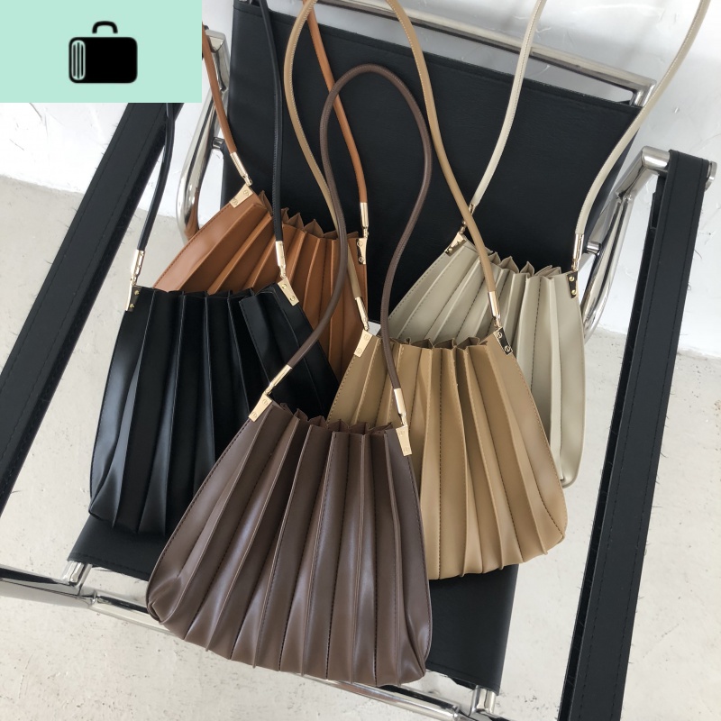 小众设计师韩版chic新款褶皱单肩包复古时尚百搭休闲斜挎女包包NEW LAKE女斜挎包