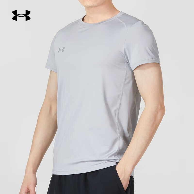 安德玛(UNDERARMOUR)官方短袖男子春夏新款健身训练服舒适透气圆领半袖跑步运动t恤衫 23500506-011灰