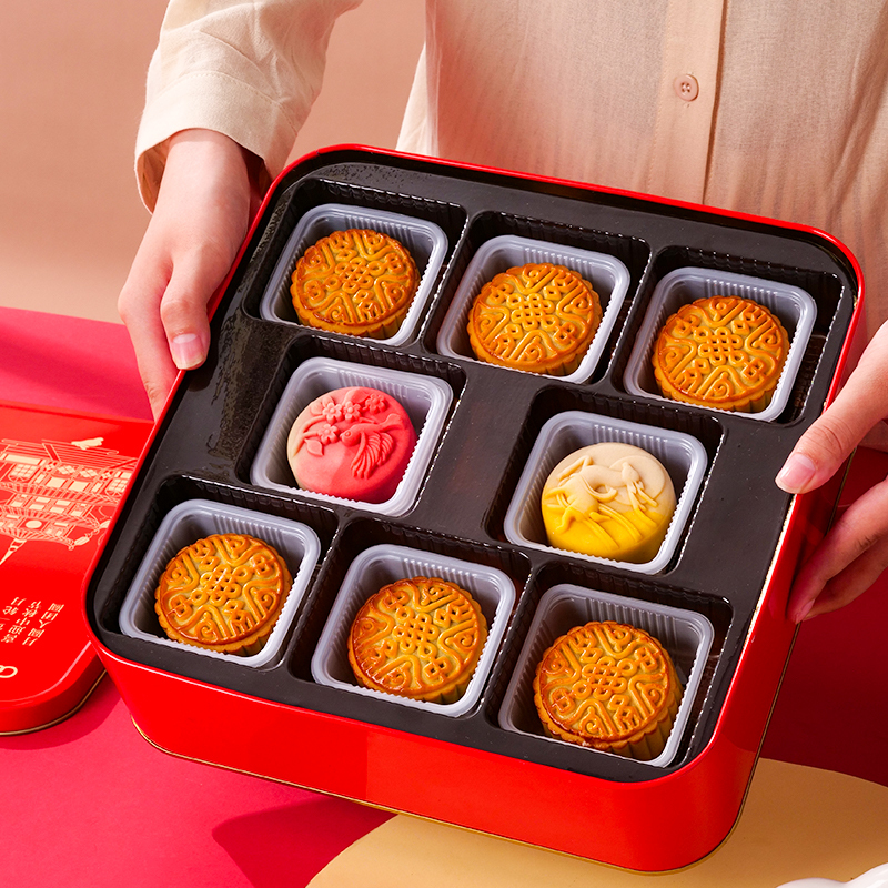 刻凡礼韵古今中秋铁盒月饼礼盒640g(2枚流心+6枚广式)中秋佳节送礼糕点月饼下午茶