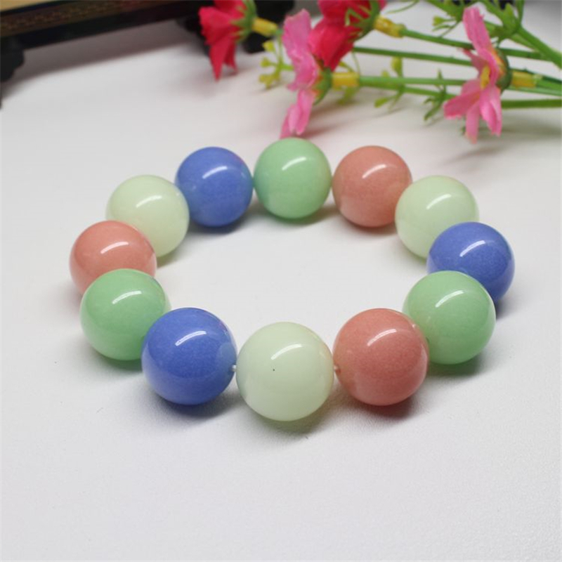 夜光石彩色款手链夜明珠彩宝手串夜光珠佩戴手持把玩汔车排档挂饰送女