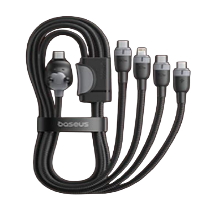 倍思 马年生肖系列 一拖四充电线USB-C to C+C+L+M 60W E04288星际黑 E0428800高清大图