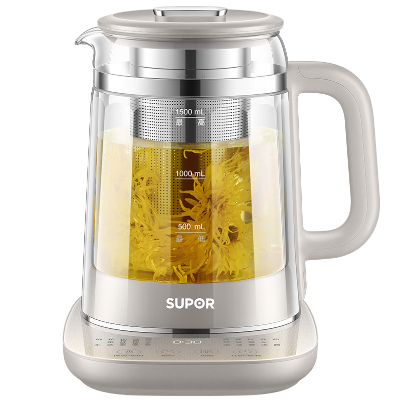 苏泊尔(SUPOR)养生壶加大86mm大茶篮5段调温双层防烫1.5L多功能智能煮茶器电热水壶花茶壶煮茶壶SW-15Y20高清大图