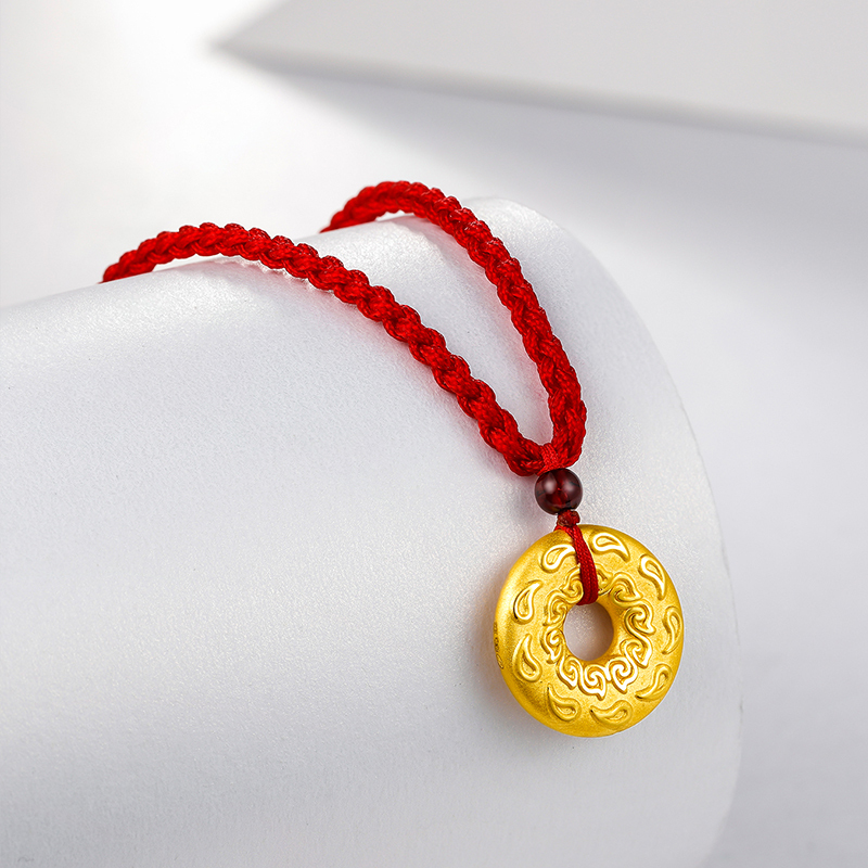 周六福zhouliufu黄金吊坠3d硬金宝宝如意儿童平安扣挂件定价ad040877